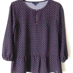 Tommy Hilfiger 3/4 Sleeve Blue & Red Blouse S